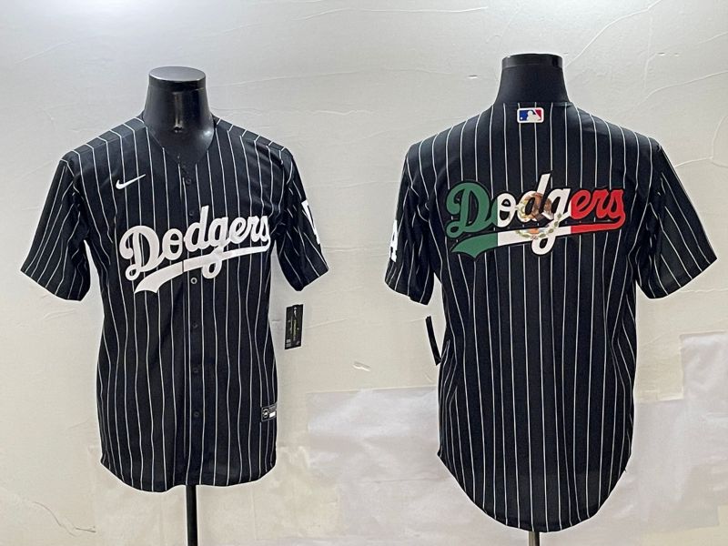 Men Los Angeles Dodgers Blank Black Stripe Jointly Name 2025 Nike MLB Jersey style 9